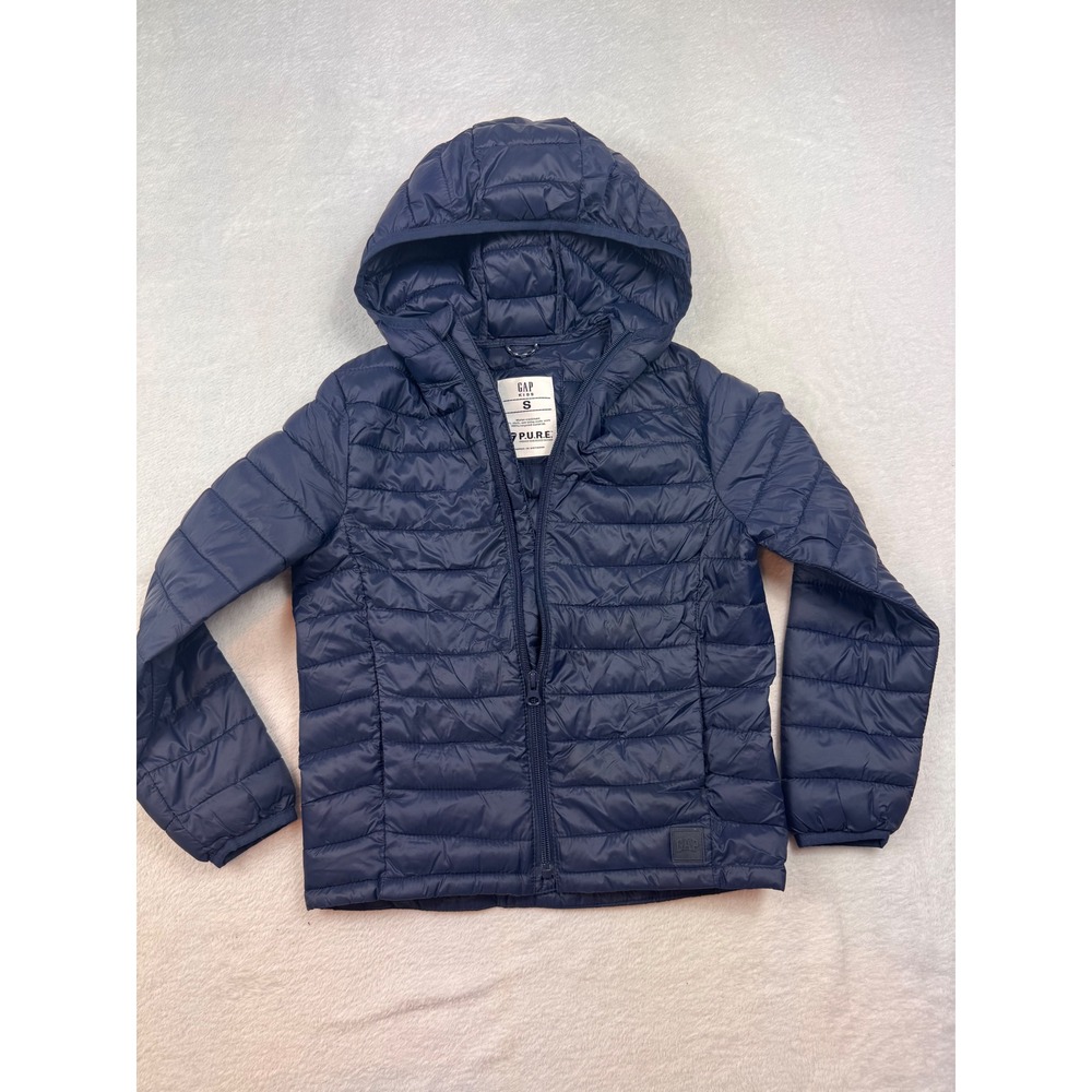 Gap Kids P.U.R.E. PrimaLoft Puffer Jacket Navy Blue Hooded Water Resistant S